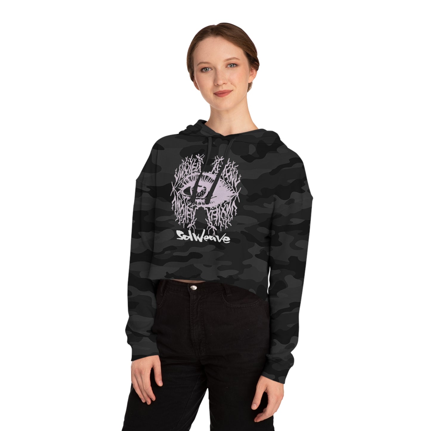 SolWeave Anxiety Eye Crop Hoodie - Embrace Your Truth