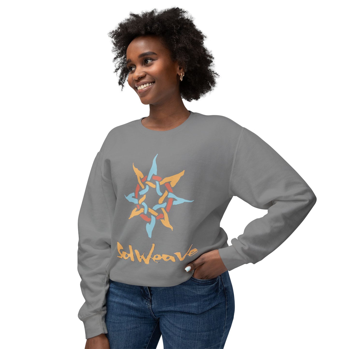 SolWeave Woven Sun Crewneck - Radiate Your Inner Light