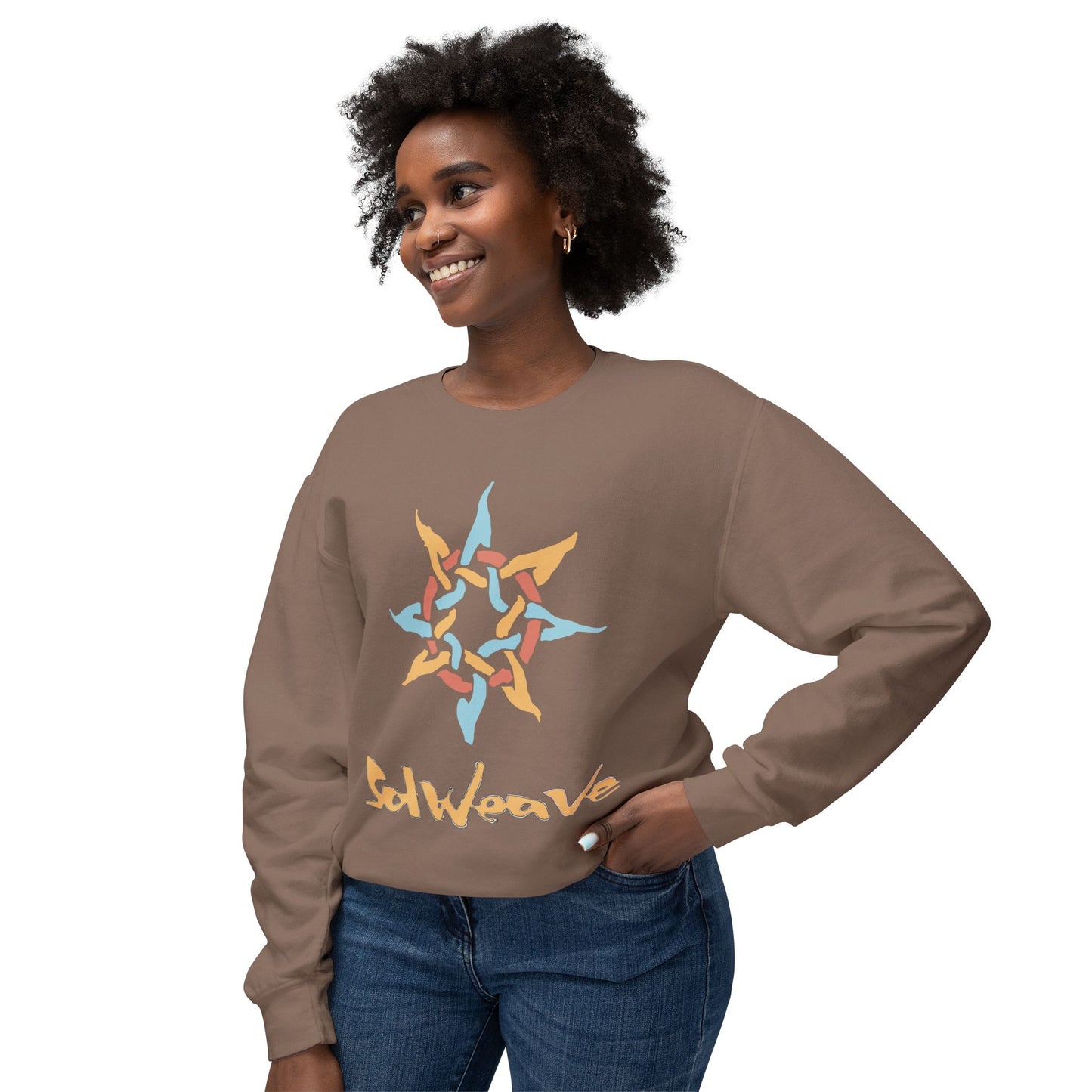 SolWeave Woven Sun Crewneck - Radiate Your Inner Light